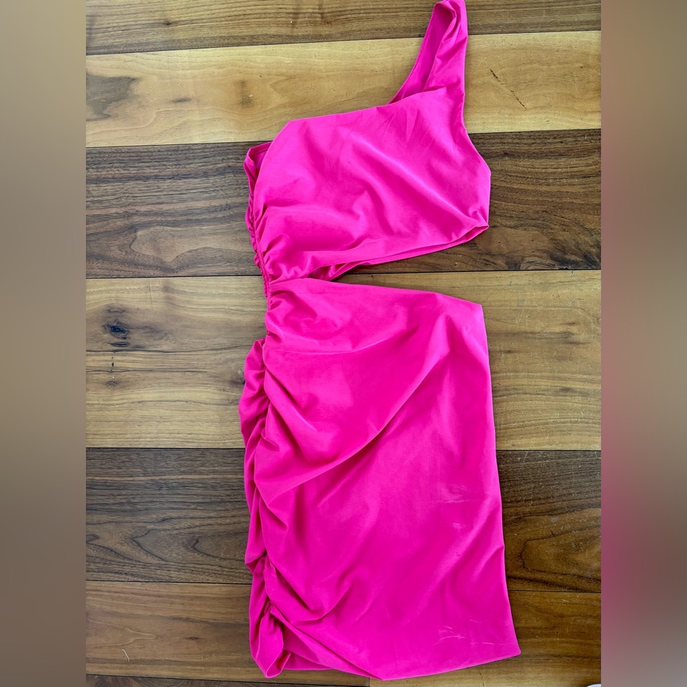 Zara Pink One Shoulder Cut-Out Mini Dress – NWOT – Size S